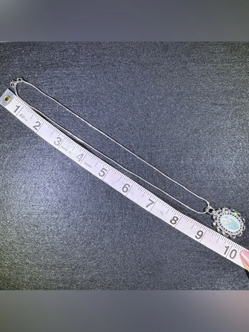 Vintage Mother of Pearl CZ Halo Pendant Necklace
